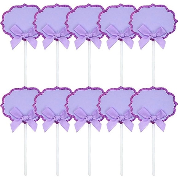 Other - 💞 New Pack of 10 Purple & Dark Purple Glitter Buffet Food Label Cupcake Toppers